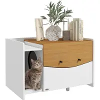 PawHut Armoire pour litière , maison pour chat avec armoire coulissante