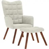 vidaXL Fauteuil relax avec pouf Crème Velours