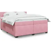 vidaXL Lit boxspring avec matelas rose 200x200 cm velours