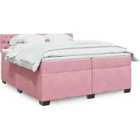 vidaXL Lit boxspring avec matelas rose 200x200 cm velours