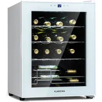 Klarstein Shiraz Cave a Vin, Réfrigérateur à Vin à une Zone, Cave à Vin de Vieillissement, Prosecco et Bière, Ecran Tactile, Réfrigérateur de Bar, Frigo, Étagères en Métal, 5-18°C, 16 Bouteilles