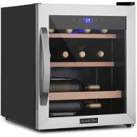 Klarstein Cave a Vin, Réfrigérateur à Vin avec Porte en Verre, Cave à Vin de Vieillissement, Zone Unique, Prosecco, Bière, Ecran Tactile, Réfrigérateur Bar, Frigo, Protection UV, 4-18°C, 12 Bouteilles