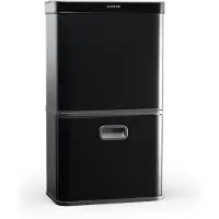 Klarstein poubelle à capteur sans fil 56 L - Poubelle de tri sélectif avec capteur de mouvement, 3 compartiments, Soft-Close, acier inoxydable, noir mat