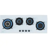 Klarstein Goldflame 4 Slim Plaque De Cuisson Gaz, 4 Brûleurs En Laiton, Allumage SnapJet, Sécurité Anti Extinction de Flamme, 90 x 11 x 35 cm, Plaque Gaz Compacte Avec Tuyau & Réducteur, Blanc