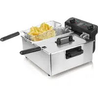 Emerio Friteuse double – 2 × 3 litres – Thermostat réglable – Zone froide – Acier inoxydable – DF-120485