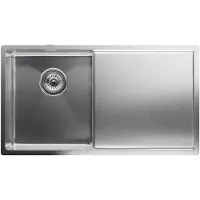 Klarstein évier de cuisine 1 bac avec égouttoir – acier inox 304, résistant aux rayures & à la chaleur, facile à nettoyer, installation facile, trop-plein, 79x44 cm, acier inoxydable
