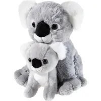 Heunec Peluche koala avec bébé, 25 cm, gris, en polyester