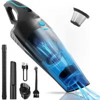 Strex Aspirateur à miettes sans fil - Aspirateur à sec et humide - 3 accessoires - 14000PA - Filtre HEPA - Éclairage LED - Très puissant - Aspirateur à main