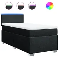 vidaXL Lit boxspring avec matelas noir 80x200 cm tissu