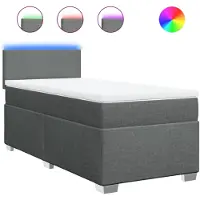 vidaXL Lit boxspring avec matelas gris foncé 90x190 cm Tissu