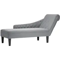vidaXL Chaise longue avec coussin et accoudoir droit Tissu gris clair