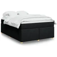 vidaXL Lit boxspring avec matelas noir 160x200 cm Tissu