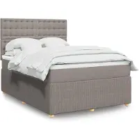 vidaXL Lit boxspring avec matelas Taupe 140x200 cm Tissu