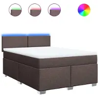vidaXL Lit boxspring avec matelas brun foncé 140x190 cm Tissu
