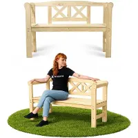 Kadax Banc de parc en bois avec dossier 119 cm Terrasse Jardin