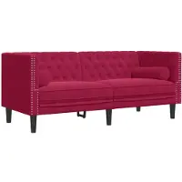 vidaXL Canapé Chesterfield avec traversins 2 places velours