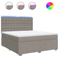 vidaXL Lit boxspring avec matelas Taupe 180x200 cm Tissu