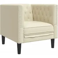 vidaXL Fauteuil Chesterfield Crème Similicuir