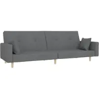 vidaXL Canapé-lit à 2 places avec deux oreillers gris clair tissu