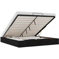 vidaXL Ottoman-lit sans matelas noir 200x200 cm tissu