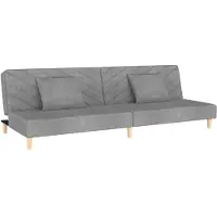 vidaXL Canapé-lit à 2 places avec deux oreillers gris clair tissu