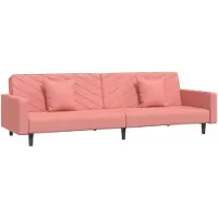 vidaXL Canapé-lit à 2 places avec deux oreillers Rose Velours