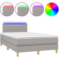 vidaXL Lit boxspring avec matelas & LED gris clair 120x190 cm Tissu