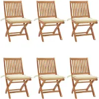 vidaXL Chaises de jardin pliantes avec coussins 6 pcs. Bois massif teck