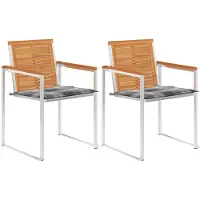 vidaXL Chaises de jardin avec coussins 2 pcs. Bois massif acacia et acier