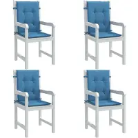 vidaXL Coussins de chaise à dossier bas lot de 4 bleu mélangé tissu