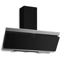 Klarstein Alessia Hotte Aspirante 90 cm - Hotte Décorative Inclinée, 404 m³/h, A+++, LED, 3 Vitesses & Boost, Filtre Charbon, Inox & Verre Noir, Recyclage ou Évacuation, Silencieuse