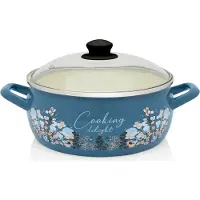 Metalac Casserole de 5 l avec couvercle en verre Cooking Delight émaillée / 24 cm / 5 l