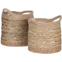Mica Decorations 2 Cache-Pots En Jonc De Mer Marron Clair D30