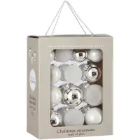 House of Seasons Maison des Saisons Set de boules de Noël - 26 Pièces - Ø7 cm - Verre - Blanc