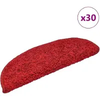 vidaXL Tapis d'escalier 30 pièces 65 x 21 x 4 cm Rouge Demi-rond Grand