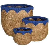 Mica Decorations Jorck Plant Basket - Lot de 3 - H24 x Ø26 cm - Seagrass - Blue, Brown