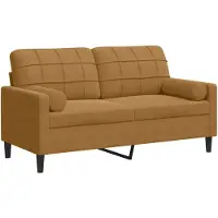 vidaXL Canapé 2 places avec coussins décoratifs Marron 140 cm Velours