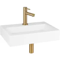 Qeramiq Fuente pack lave-mains – 38 x 24 x 7 cm – céramique blanc brillant – perçage central – sans cadre SW696238/SW696208/SW696218/SW21912