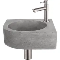 FortiFura Fuente pack lave-mains d'angle – 31,5 x 31,5 x 10 cm – béton gris – robinet inox SW696237/SW696207/SW696217/SW642464