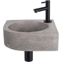 FortiFura Fuente pack lave-mains d'angle – 31,5 x 31,5 x 10 cm – béton gris – robinet noir mat SW696235/SW696205/SW696215/SW642464