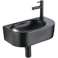 Qeramiq Fuente pack lave-mains – demi-rond – 40 x 21,5 x 12 cm – perçage à droite – robinet noir mat SW1209552/SW696205/SW696215/SW696235