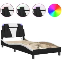 vidaXL Cadre de lit avec LED Noir et Blanc 80x200 cm Similicuir