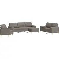 vidaXL Ensemble de canapés 4 pièces avec pouf & coussins décoratifs Taupe Tissu