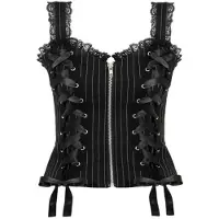 Hell Bunny Top Rockabilly de - QUINZEL C Pinstripe TOP - XS - XXL - pour Femme - noir/blanc - Taille S