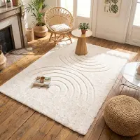 FRAAI Tapis doux à poils longs | Carvy Arches Crème | 80x150cm | Crème | Polyester | Rectangulaire