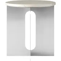 Audo Copenhagen Androgyne Table d'Appoint Brushed Steel | Crystal Rose | Ø42 cm