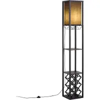 QAZQA Lampadaire moderne noir avec abat-jour en tissu et porte-bouteilles - Stojan Wine