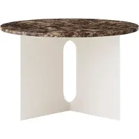Audo Copenhagen Androgyne Table d'Appoint Ivory Steel | Emperador | Ø65 cm