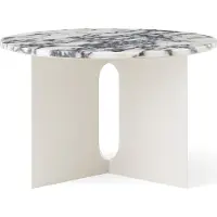 Audo Copenhagen Androgyne Table d'Appoint Ivory Steel | Calacatta Viola | Ø65 cm