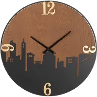 Mauro Ferretti Horloge murale , modèle "City", diamètre 60 cm, largeur 2 cm, couleur marron foncé